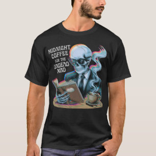 Camiseta Café da Meia-Noite Mente Morta-Viva Esqueleto Lend