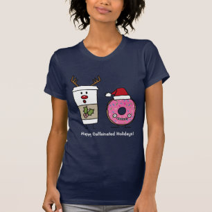 Camiseta Café da rena do Natal e rosquinha do papai noel
