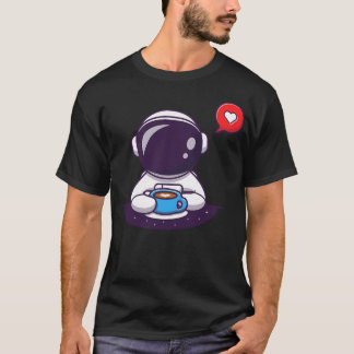 Camiseta Café de Bebendo de Astronauta