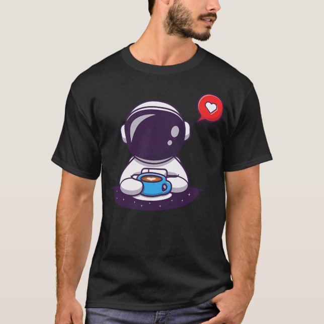 Camiseta Café de Bebendo de Astronauta (Frente)