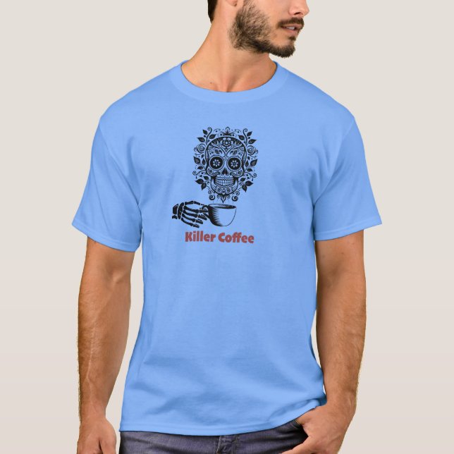 Camiseta Café de Bebendo de crânio (Frente)
