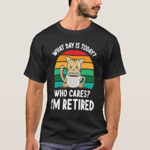 Camiseta Café De Bebendo De Gato Que Dia É Hoje Quem Me Imp