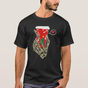 Camiseta Café de Bebendo de mão de esqueleto natalino Latja