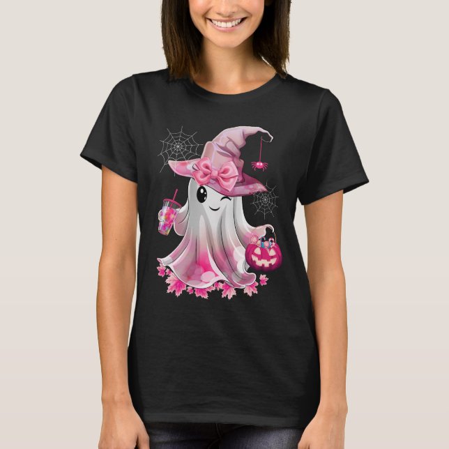 Camiseta Café de café com gelo do Halloween, Bebendo Fantás (Frente)