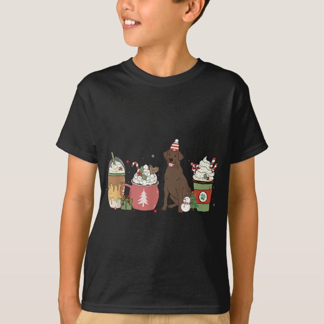 Camiseta Café de Chocolate Café Latino de Natal Cão Mo (Frente)