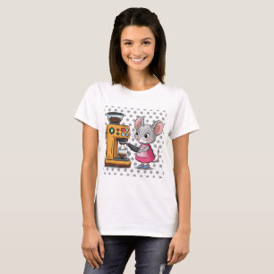 Camiseta Café de Fazer de Mouse de Cinza Adorável