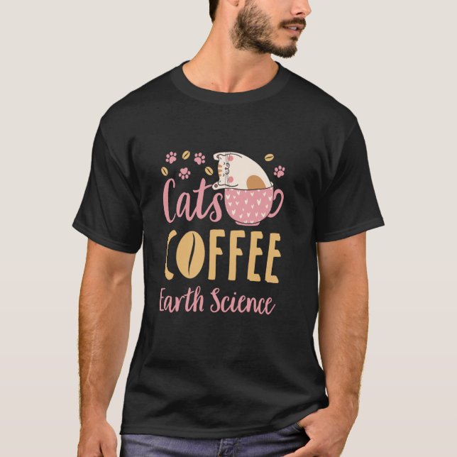 Camiseta Café de Gato de Ciência da Terra (Frente)