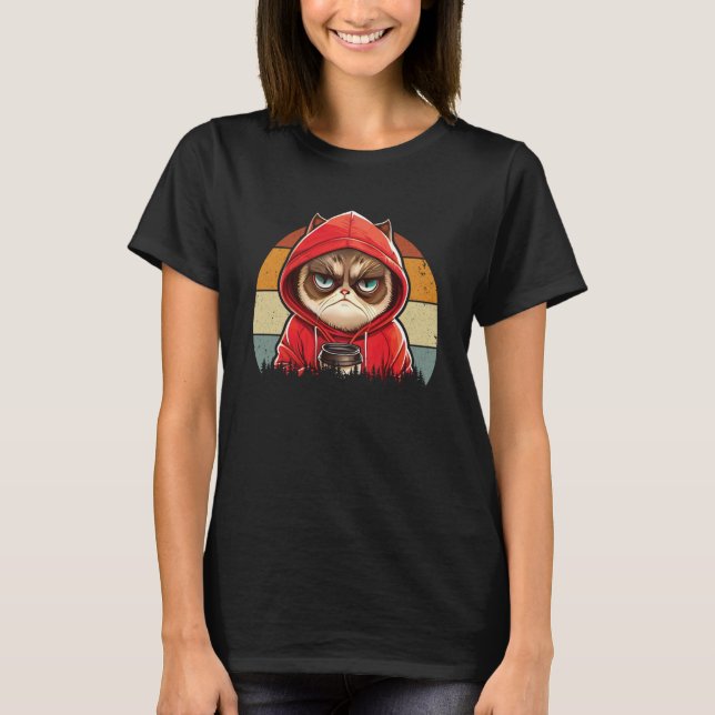 Camiseta Café de gato Eu gatos retrô  1 (Frente)