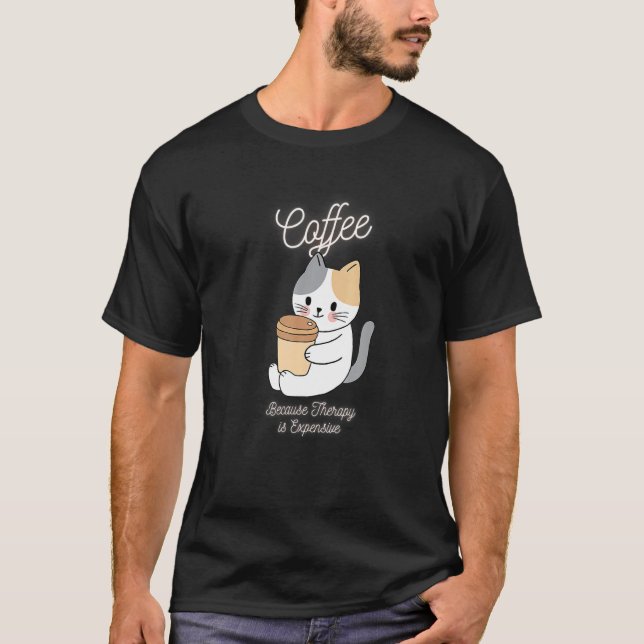 Camiseta Café De Gato Gato Gótico Porque A Herapia É Cara (Frente)