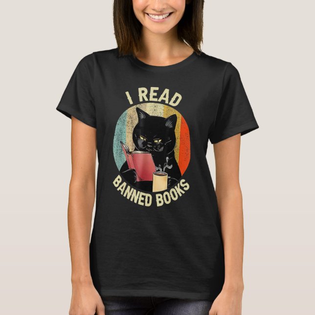 Camiseta Café De Gato Negro Eu Li Livros Banidos (Frente)