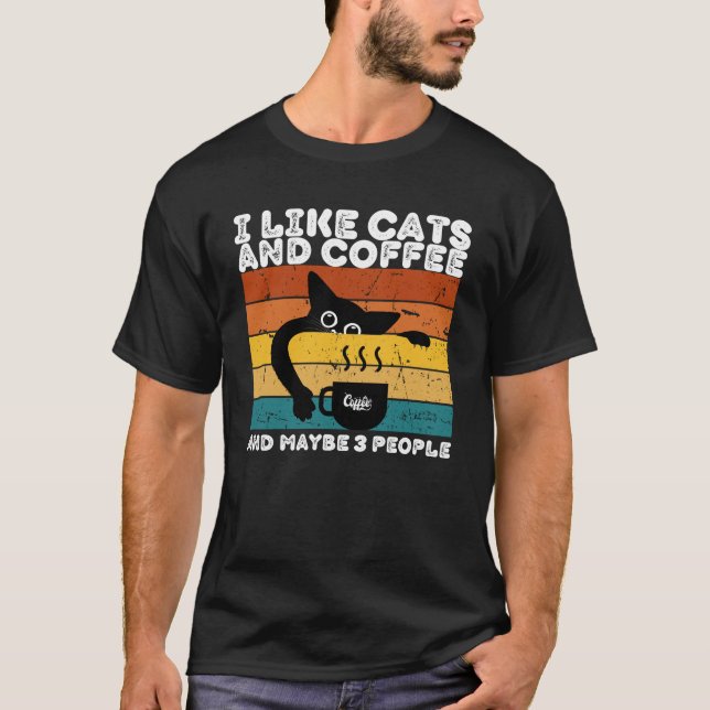 Camiseta Café de gatos e a citação engraçada talvez das 3 P (Frente)