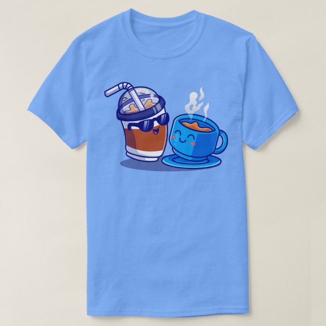 Camiseta Café De Gelo Gelado Com Cartografia De Café Quente (Frente do Design)