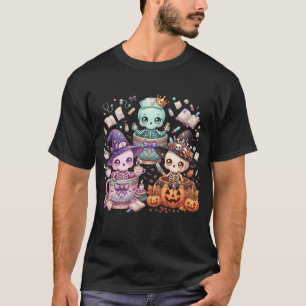 Camiseta Café de Halloween da Enfermeira Esqueleto Bruxa Ka