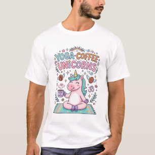 Camiseta Café de Ioga de Unicórnio Unicórnios Charmosos Mer