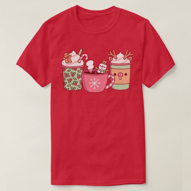 Camiseta Café de Natal bonito Bebe Gingerpão Homem Neve (Frente do Design)