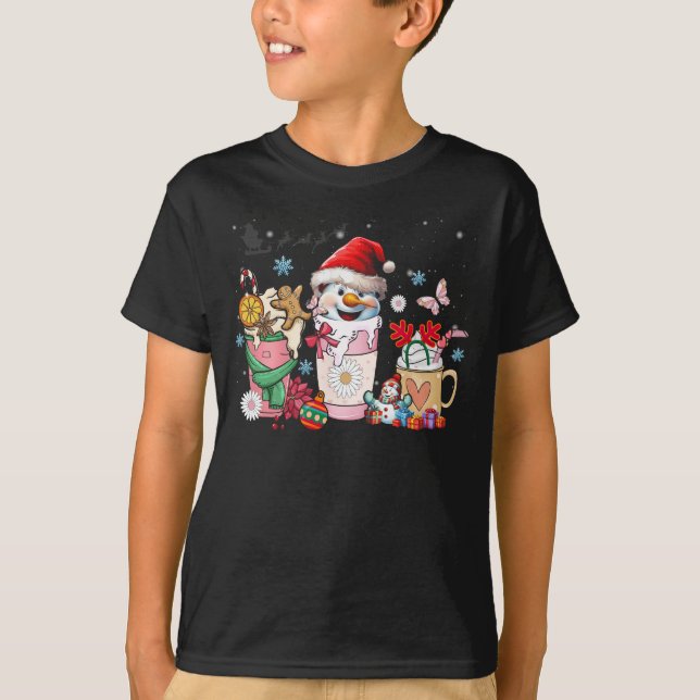 Camiseta Café de Natal Rosa Especiais de Natal Latão Cozy S (Frente)