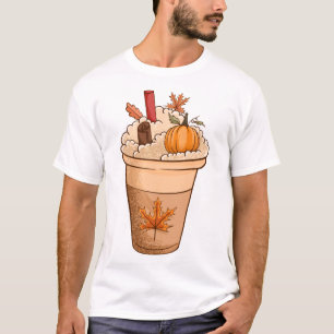 Camiseta Café de outono de abóbora fofinha de ação de graça