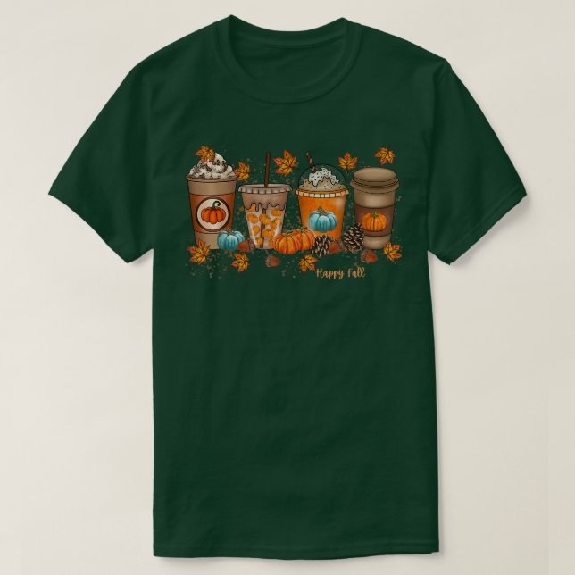 Camiseta Café de outono Feliz (Frente do Design)