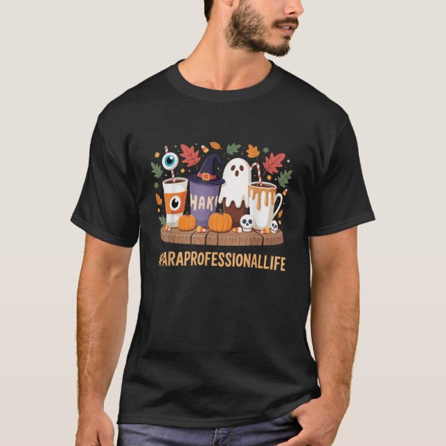 Camiseta Café de outono Spooky para Funcionarios escolar (Frente)