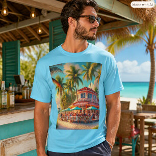 Camiseta Café de Praia Gráfico Férias Tropicais