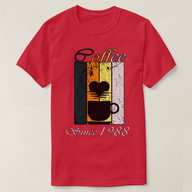 Camiseta Café desde 1988 Presente de Aniversário do Café Re (Frente do Design)