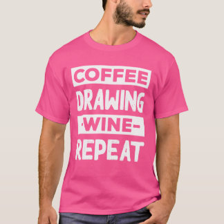 Camiseta Café Desenho Vinho Repetindo Pintura Café Lover S