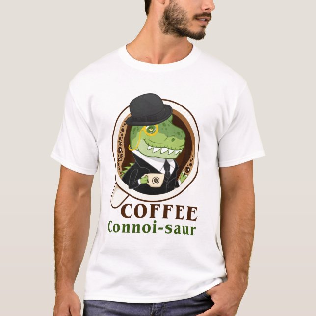 Camiseta Café Dinossauro Connoi Saur Engraçado Bebê-Café (Frente)