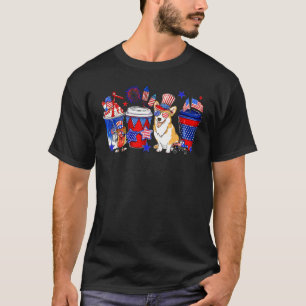 Camiseta Café do Corgi Patriótico da Bandeira Americana de