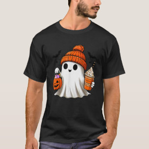 Camiseta Café do Dia das Bruxas Fantasma Outono Abóbora Ass