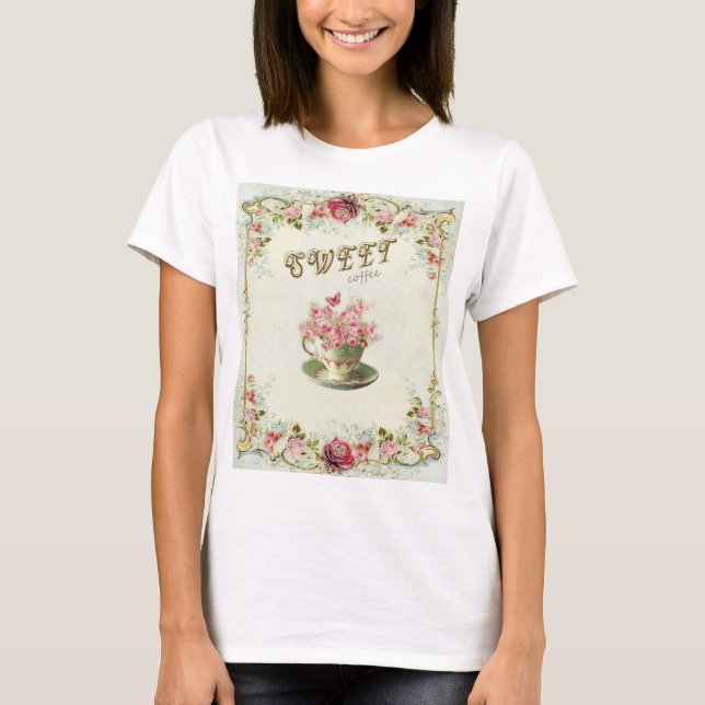 Camiseta Café doce floral (Frente)