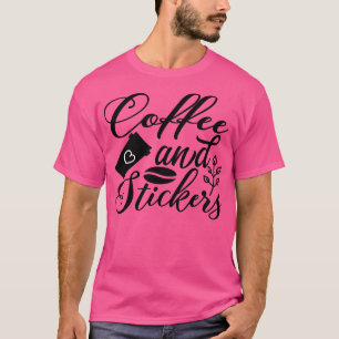 Camiseta café e adesivos