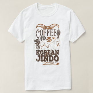 Camiseta Café e Amante de Cão Jindo Coreano Engraçado