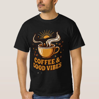 Camiseta Café E Boas Vibrações Retro Amante De Café