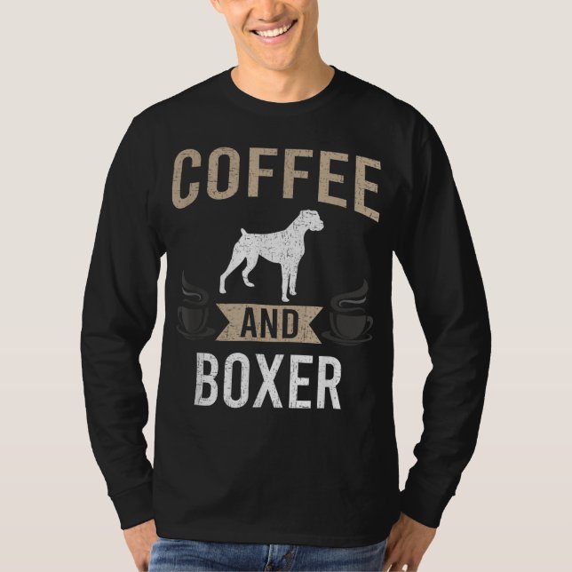 Camiseta Café e Cachorro-Boxer (Frente)