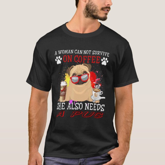Camiseta Café E Cachorro Café E Pug (Frente)