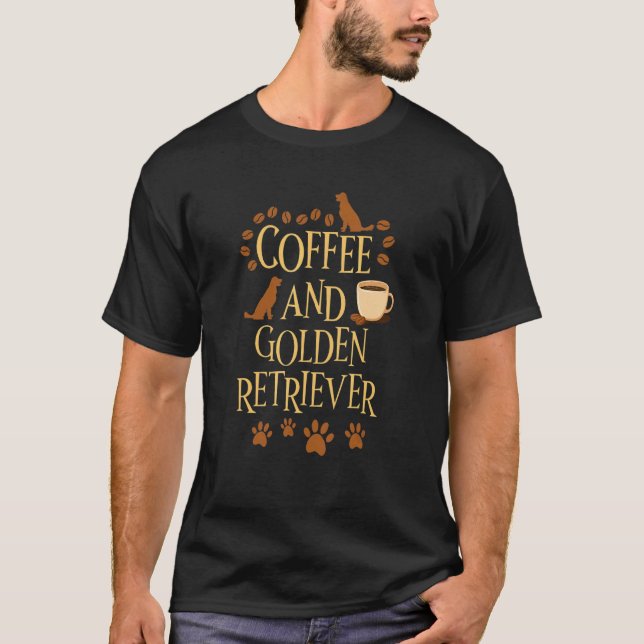 Camiseta Café e cães golden retriever donos de cães (Frente)