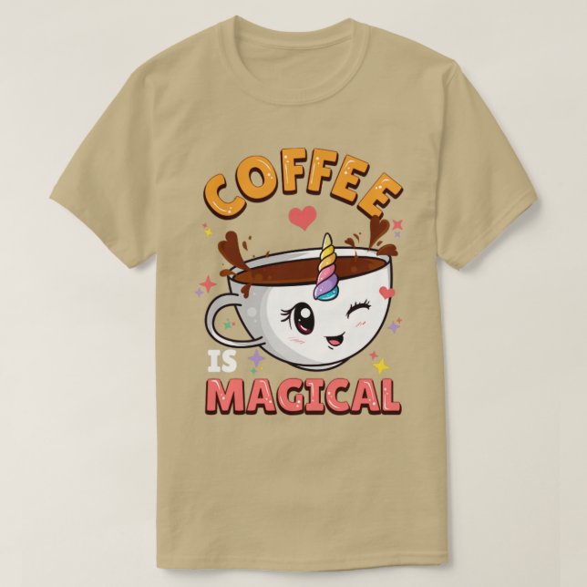 Camiseta Café É Café Mágico Unicórnio (Frente do Design)