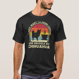 Camiseta Café E Cão Chihuahua De Cabelo De Cabelo Longo Chi