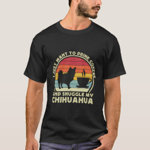 Camiseta Café E Chihuahua Engraçada Cabelo Longo