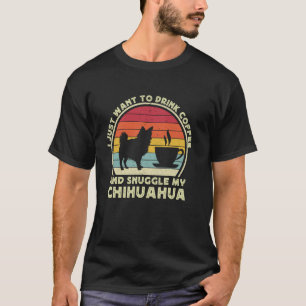 Camiseta Café E Chihuahua Engraçada Cabelo Longo