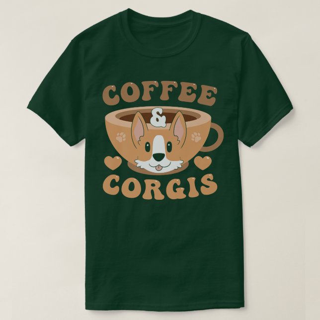 Camiseta Café E Corgis117 (Frente do Design)