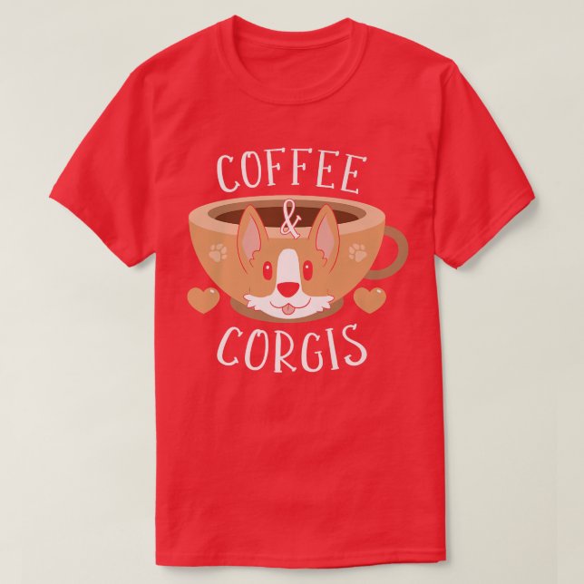 Camiseta Café E Corgis -144 (Frente do Design)
