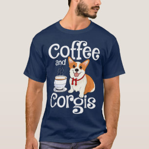 Camiseta Café E Corgis Corgi Cão Lover Novelty Homens