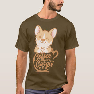 Camiseta Café E Corgis, Presentes De Sobremesa, Cães E Café