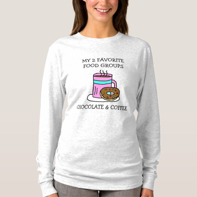Camiseta Café e Donuts EngraçadosHumor (Frente)