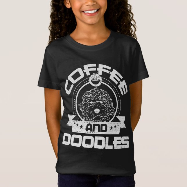 Camiseta Café E Doodles Coffee Bebendo Cachorro Proprietári (Frente)