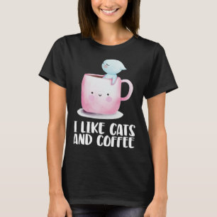 Camiseta Café e gatos Gato de gato Gato de refrigeração