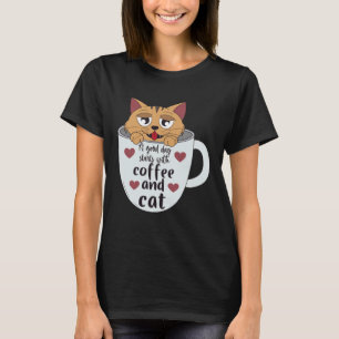 Camiseta café e gatos Mocha expresso cappuccino desjejum