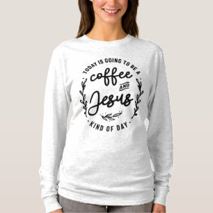 Camiseta Café e Jesus, tipo, citação cristã do dia