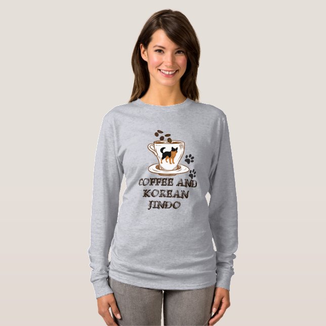Camiseta Café E Jindo Coreano (Frente Completa)
